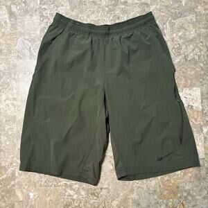 Nike Court Shorts Mens Small Green Flex Woven Cargo Side Zip Tennis 11" 455618